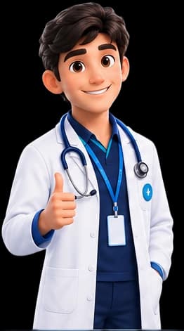 Emiliano, con bata de médico, levanta el pulgar